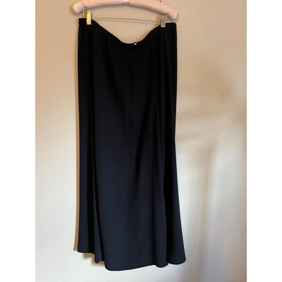 Eileen Fisher Long Maxi Skirt Large Black SILK Flowy Classic Flat Front $398 - Picture 4 of 7